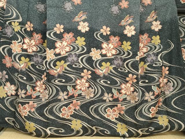 平和屋着物●豪華振袖　流水花蝶文　洗える着物　DABC2913ud