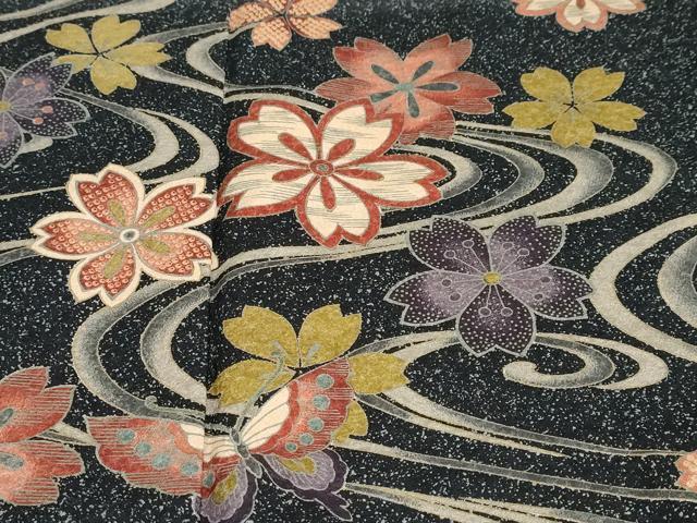 平和屋着物●豪華振袖　流水花蝶文　洗える着物　DABC2913ud