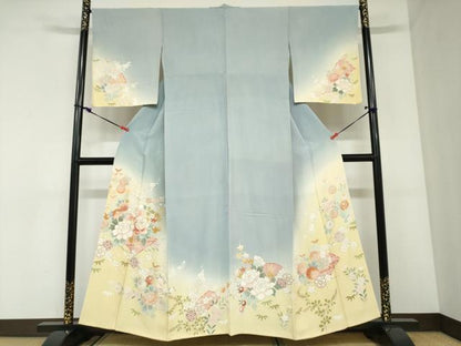 平和屋着物●訪問着　草花文　暈し染め　金彩　正絹　逸品　DABC2914ud