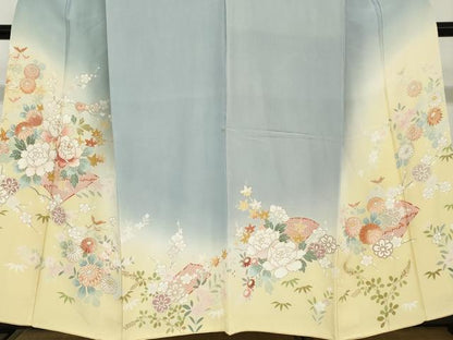 平和屋着物●訪問着　草花文　暈し染め　金彩　正絹　逸品　DABC2914ud