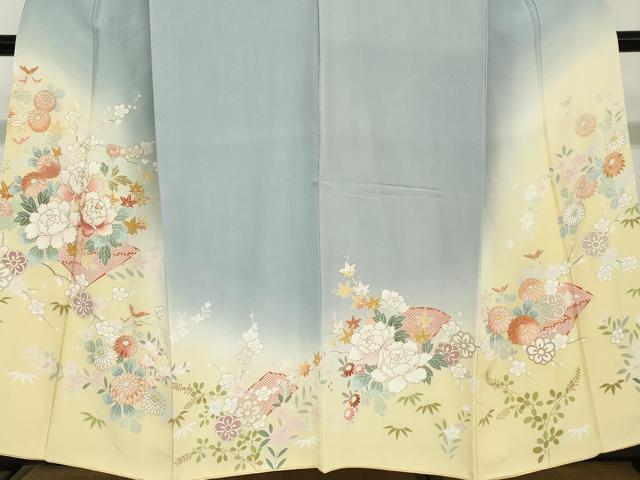 平和屋着物●訪問着　草花文　暈し染め　金彩　正絹　逸品　DABC2914ud