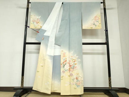 平和屋着物●訪問着　草花文　暈し染め　金彩　正絹　逸品　DABC2914ud
