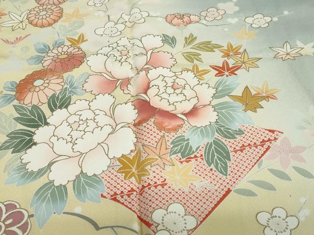 平和屋着物●訪問着　草花文　暈し染め　金彩　正絹　逸品　DABC2914ud