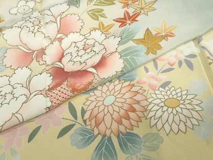 平和屋着物●訪問着　草花文　暈し染め　金彩　正絹　逸品　DABC2914ud