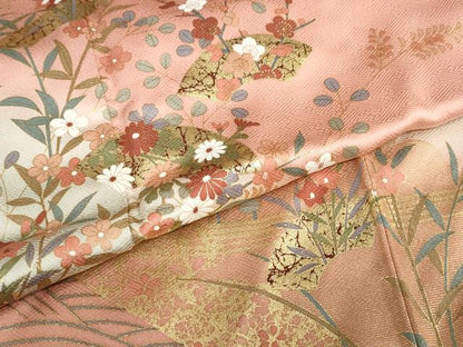 平和屋着物●訪問着　地紙草花文　暈し染め　金彩　正絹　逸品　DABC2916ud