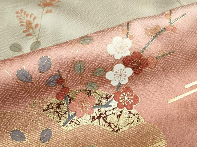 平和屋着物●訪問着　地紙草花文　暈し染め　金彩　正絹　逸品　DABC2916ud