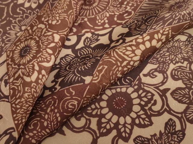 平和屋着物●上質な小紋　型染め　切嵌草花文　正絹　逸品　DABC2917ud
