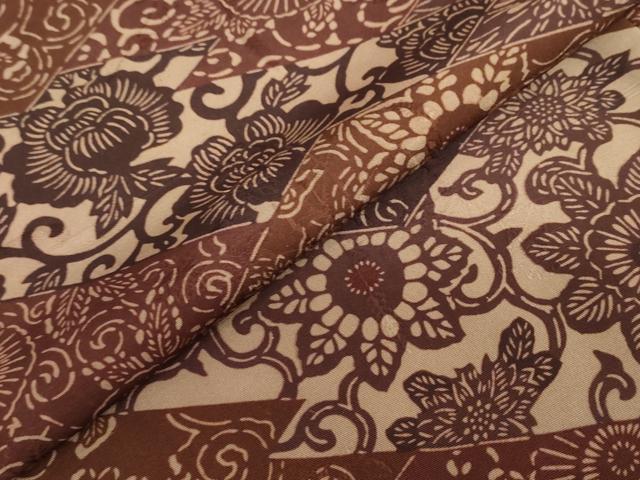 平和屋着物●上質な小紋　型染め　切嵌草花文　正絹　逸品　DABC2917ud