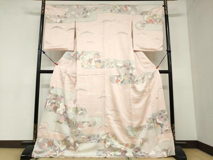 平和屋着物●訪問着　作家物　エ霞草花文　金彩　正絹　逸品　DABC2919ud