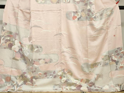 平和屋着物●訪問着　作家物　エ霞草花文　金彩　正絹　逸品　DABC2919ud