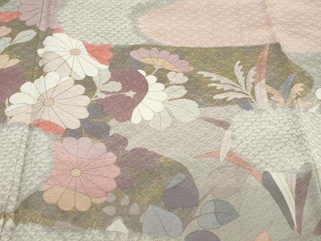 平和屋着物●訪問着　作家物　エ霞草花文　金彩　正絹　逸品　DABC2919ud