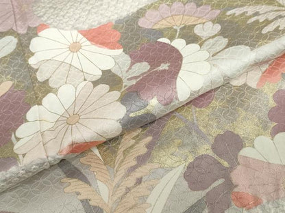平和屋着物●訪問着　作家物　エ霞草花文　金彩　正絹　逸品　DABC2919ud
