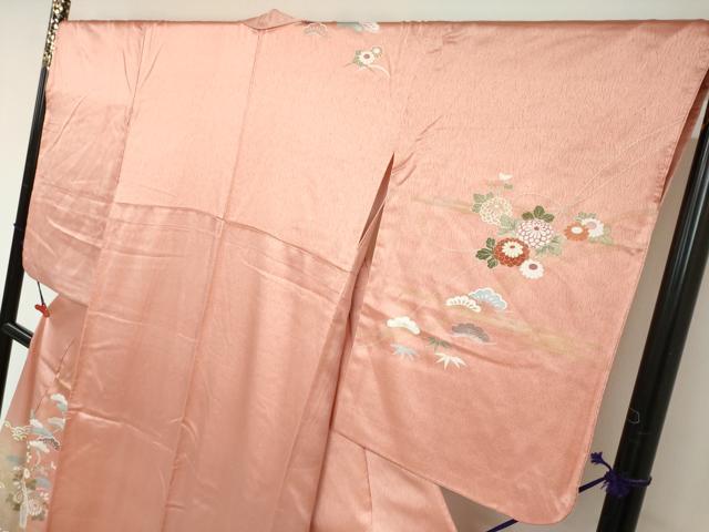 平和屋着物○訪問着 駒刺繍 扇面草花文 金銀彩 正絹 逸品 DABC2921ud