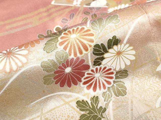 平和屋着物●訪問着　作家物　駒刺繍　扇面吉祥草花文　金彩　正絹　逸品　未使用　CABC6401yc 平和屋着物○訪問着 駒刺繍 扇面草花文 金銀彩 正絹 逸品 DABC2921ud