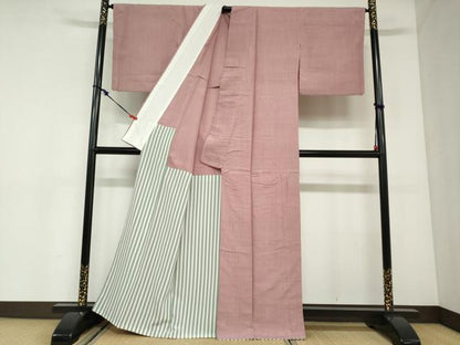平和屋着物●上質な紬　梅鼠色　胴抜き仕立て　正絹　逸品　DABC2925ud