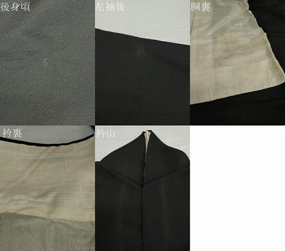 平和屋着物●アンティーク　大正ロマン　黒留袖　駒刺繍　飛鶴草花文　金銀糸　正絹　逸品　DABC2929ud