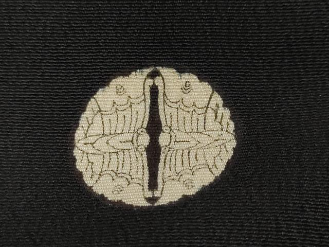 平和屋着物●アンティーク　大正ロマン　黒留袖　駒刺繍　飛鶴草花文　金銀糸　正絹　逸品　DABC2929ud