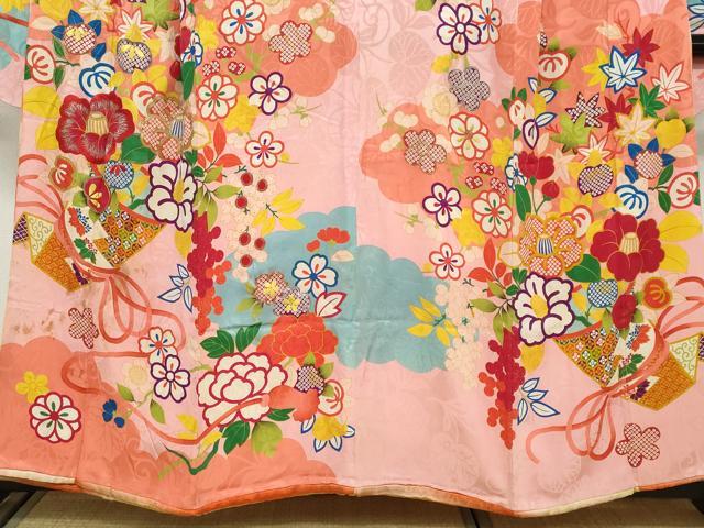 平和屋本店●アンティーク　大正ロマン　振袖　駒刺繍　吉祥草花文　金銀糸　正絹　逸品　DABC2932ud