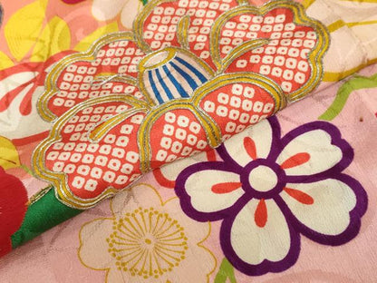 平和屋本店●アンティーク　大正ロマン　振袖　駒刺繍　吉祥草花文　金銀糸　正絹　逸品　DABC2932ud