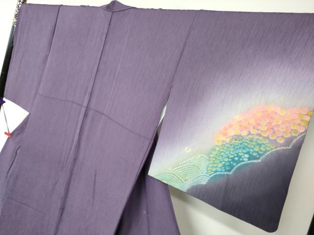 平和屋着物○訪問着 草花霞文 暈し染め 正絹 逸品 DABC2934ud
