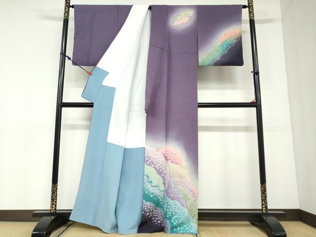 平和屋着物●訪問着　草花霞文　暈し染め　正絹　逸品　DABC2934ud