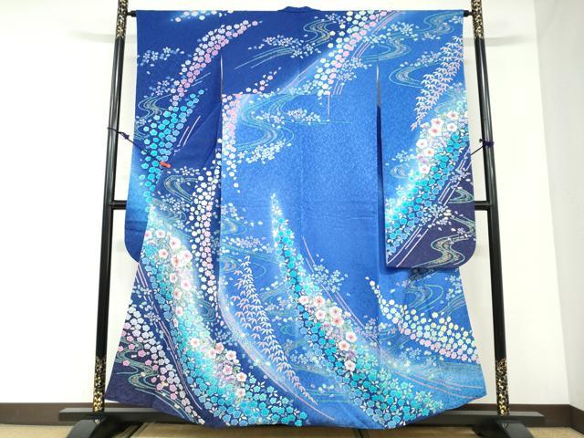 平和屋着物●豪華振袖　絞り　流水辻が花　暈し染め　金彩　銀通し地　やまと誂製　正絹　逸品　DABC2935ud