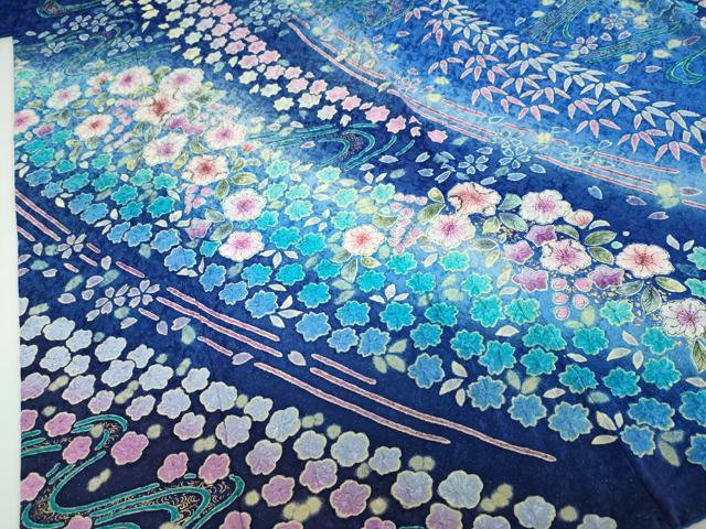 平和屋着物●豪華振袖　絞り　流水辻が花　暈し染め　金彩　銀通し地　やまと誂製　正絹　逸品　DABC2935ud