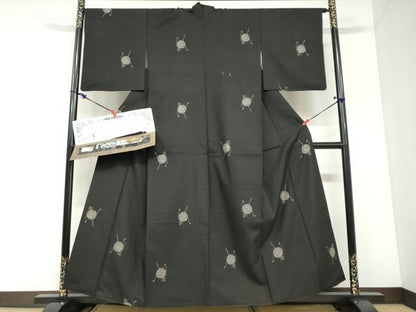平和屋着物●本場大島紬　古代染色純泥染　9マルキ　地空き　でんでん太鼓　さが美扱い　証紙付き　正絹　逸品　DABC2936ud