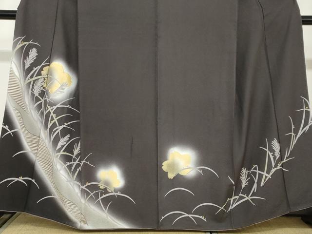 平和屋着物●訪問着　駒刺繍　芒文　暈し染め　金彩　正絹　逸品　DABC2941ud