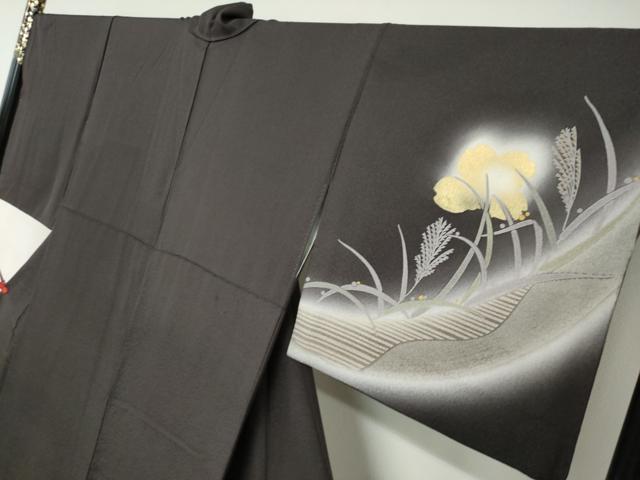 平和屋着物●訪問着　駒刺繍　芒文　暈し染め　金彩　正絹　逸品　DABC2941ud