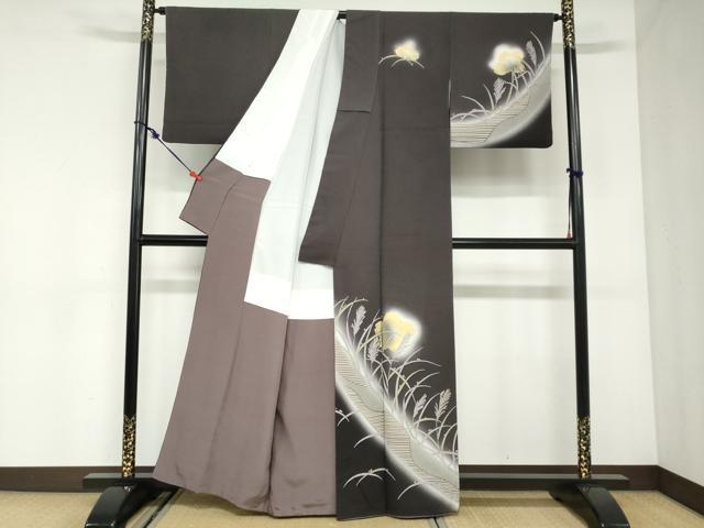 平和屋着物●訪問着　駒刺繍　芒文　暈し染め　金彩　正絹　逸品　DABC2941ud
