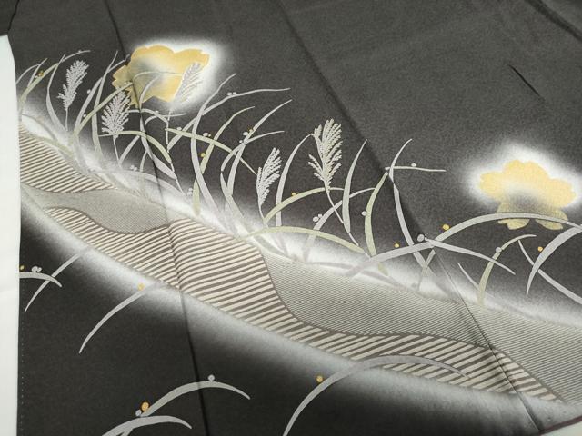 平和屋着物●訪問着　駒刺繍　伊と幸　舞蝶南天文　暈し染め　金彩　反端付き　正絹　逸品　CABC6689yc 平和屋着物○訪問着 駒刺繍 伊と幸 舞蝶南天文 暈し染め 金彩 反端付き