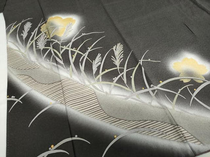 平和屋着物●訪問着　駒刺繍　芒文　暈し染め　金彩　正絹　逸品　DABC2941ud
