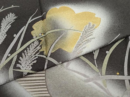 平和屋着物●訪問着　駒刺繍　芒文　暈し染め　金彩　正絹　逸品　DABC2941ud
