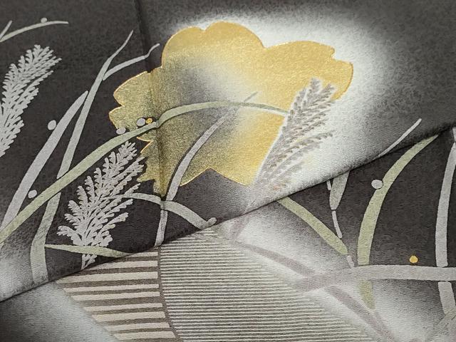 平和屋着物●訪問着　駒刺繍　芒文　暈し染め　金彩　正絹　逸品　DABC2941ud