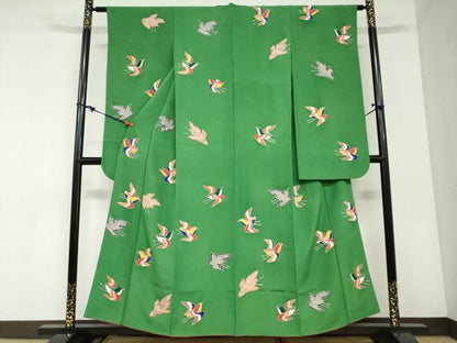平和屋着物●豪華振袖　型染め　飛鳥文　正絹　逸品　DABC2942ud