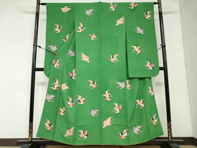 平和屋着物●豪華振袖　型染め　飛鳥文　正絹　逸品　DABC2942ud