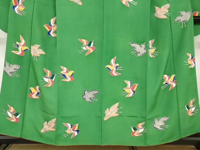 平和屋着物●豪華振袖　型染め　飛鳥文　正絹　逸品　DABC2942ud