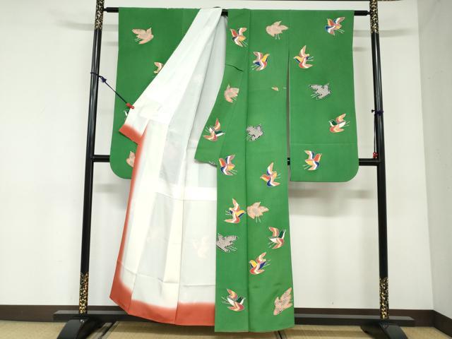 平和屋着物●豪華振袖　型染め　飛鳥文　正絹　逸品　DABC2942ud