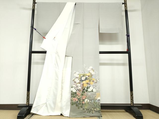 平和屋着物○十日町友禅作家 阿部佳雪 色留袖 流水双鶴草花