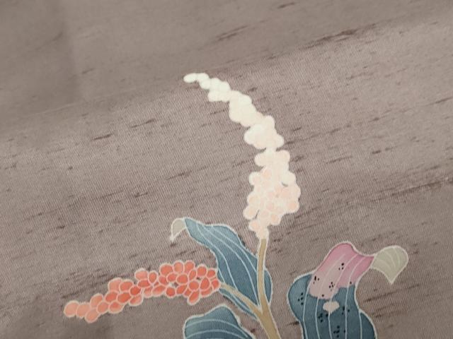 平和屋着物●訪問着　白山紬　友禅　草花文　正絹　逸品　DABC2946ud