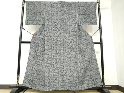 平和屋着物●江戸小紋　舞蝶文　黒地　正絹　逸品　DABC2947ud