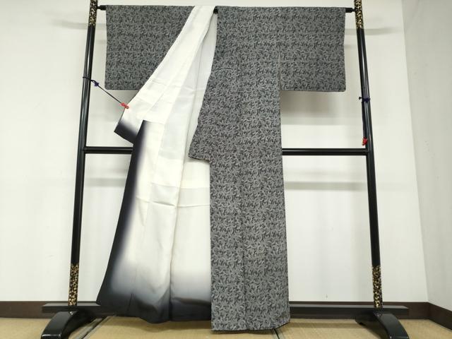 平和屋着物●江戸小紋　舞蝶文　黒地　正絹　逸品　DABC2947ud