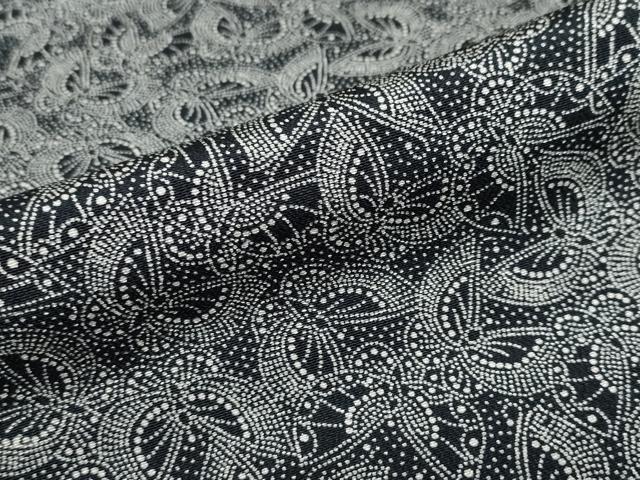 平和屋着物●江戸小紋　舞蝶文　黒地　正絹　逸品　DABC2947ud