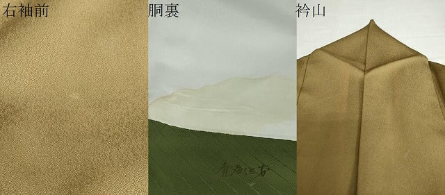平和屋着物●染色作家　斉藤三才　訪問着　三才鳥　暈し染め　金彩　正絹　逸品　DABC2949ud