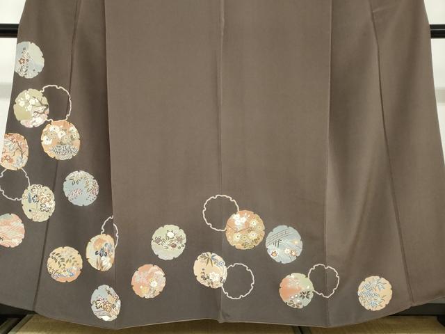 平和屋着物●訪問着　駒刺繍　雪輪草花文　金彩　正絹　逸品　DABC2950ud