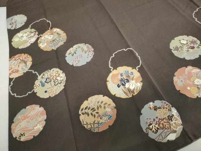 平和屋着物●訪問着　駒刺繍　雪輪草花文　金彩　正絹　逸品　DABC2950ud