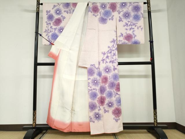 平和屋着物●訪問着　総絞り　草花文　三越扱い　正絹　逸品　DABC2951ud