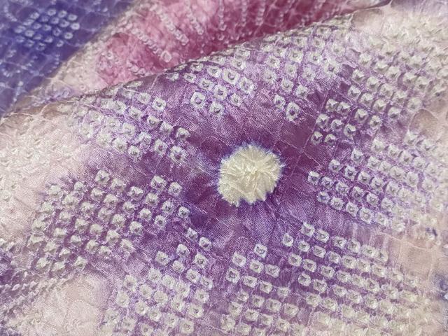 平和屋着物●訪問着　総絞り　草花文　三越扱い　正絹　逸品　DABC2951ud