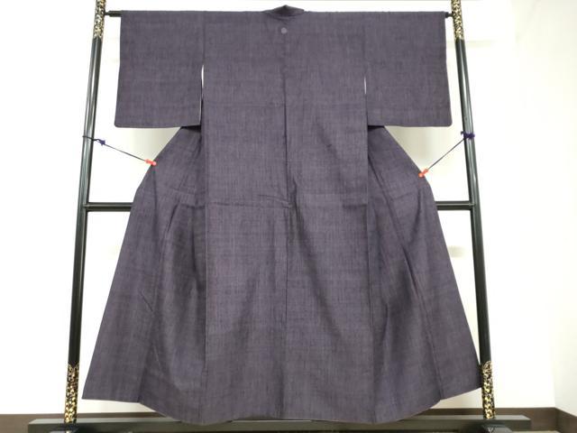 平和屋着物●上質な紬　紫黒色　正絹　逸品　DABC2952ud